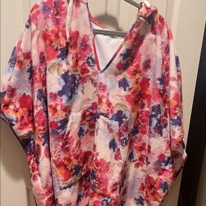 Johnny Was Floral Swim Coverup - Pink, Red, Blue